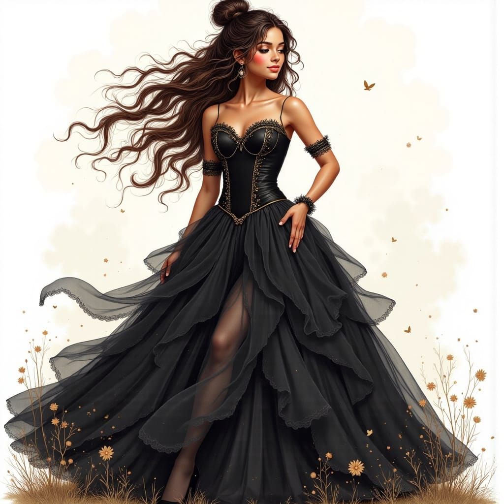 Enchanting Glitter Fairy in Airbrushed Ballgown