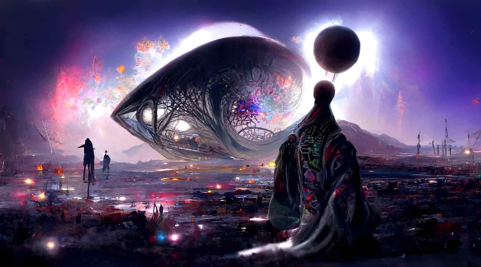 Mysterious Alien Landscape in Ukiyo-e Style