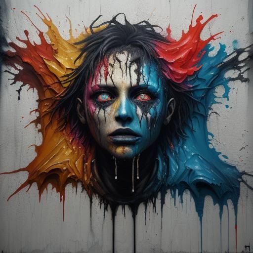 Purgatory: Tortured Souls in Graffiti Splash Art