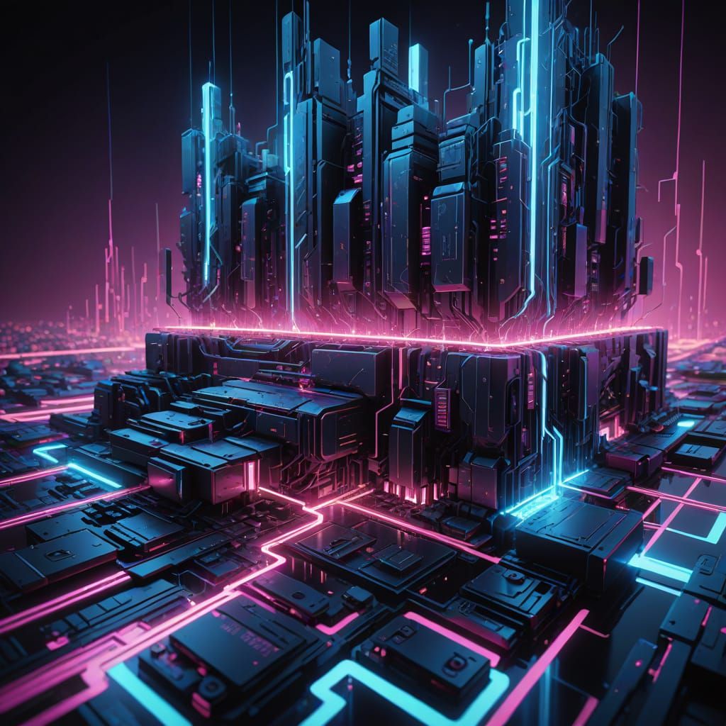 Digital Matrix Spark Ignites Neon Circuits