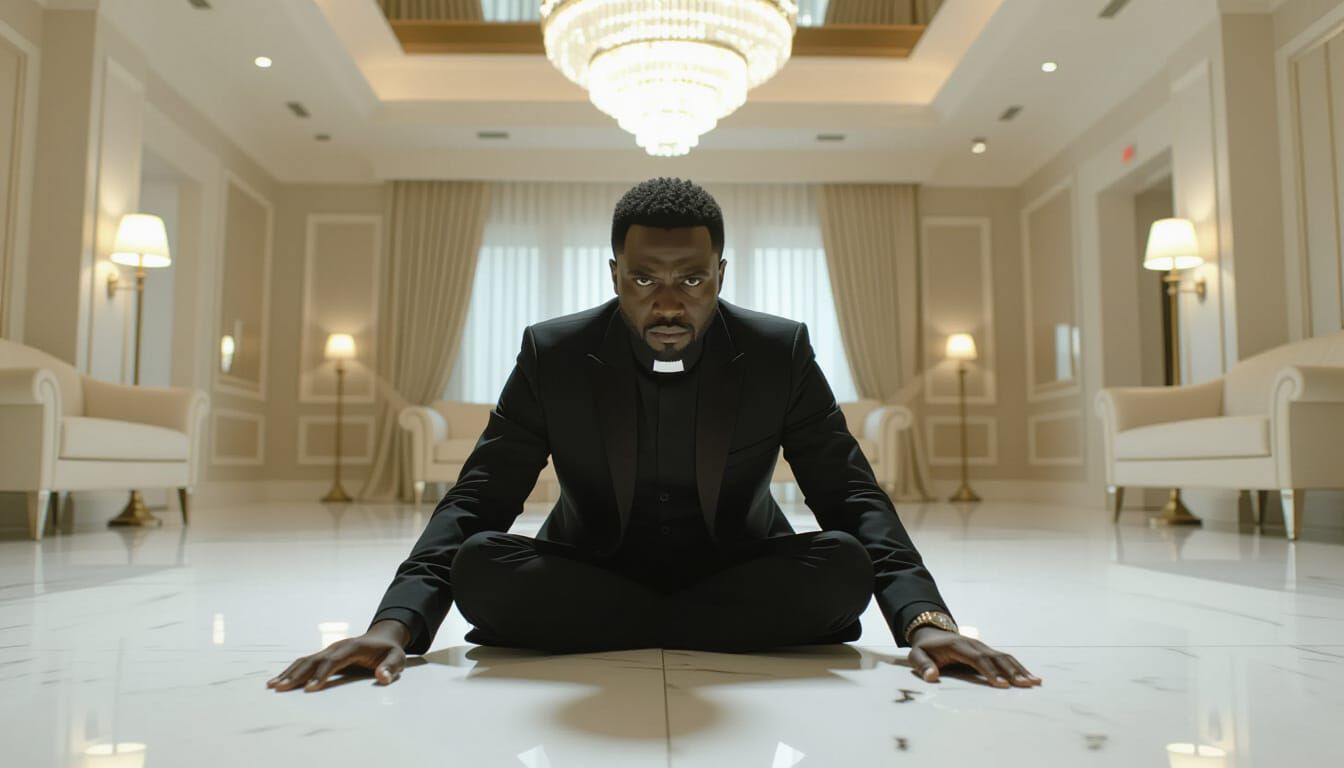 Nigerian Pastor Trembling in Penthouse, Ominous Cinematic St...