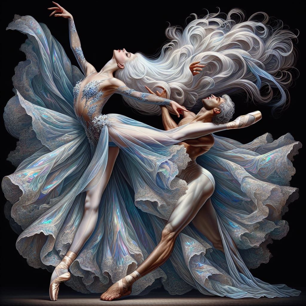 Ballet Dancers in Elegant Pre-1912 Oil Painting