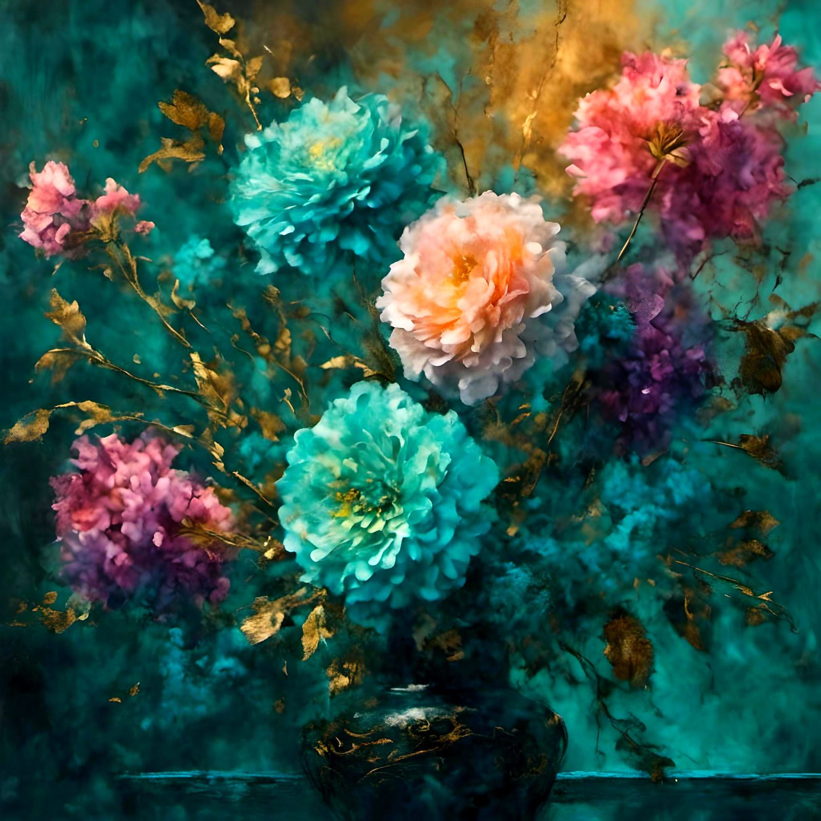 Abstract Mixed Media Painting in Oil Style