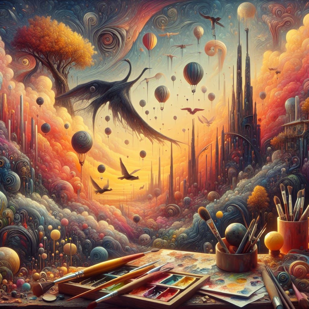 Surreal Murmuration: A 19th-Century Concept Art Piece