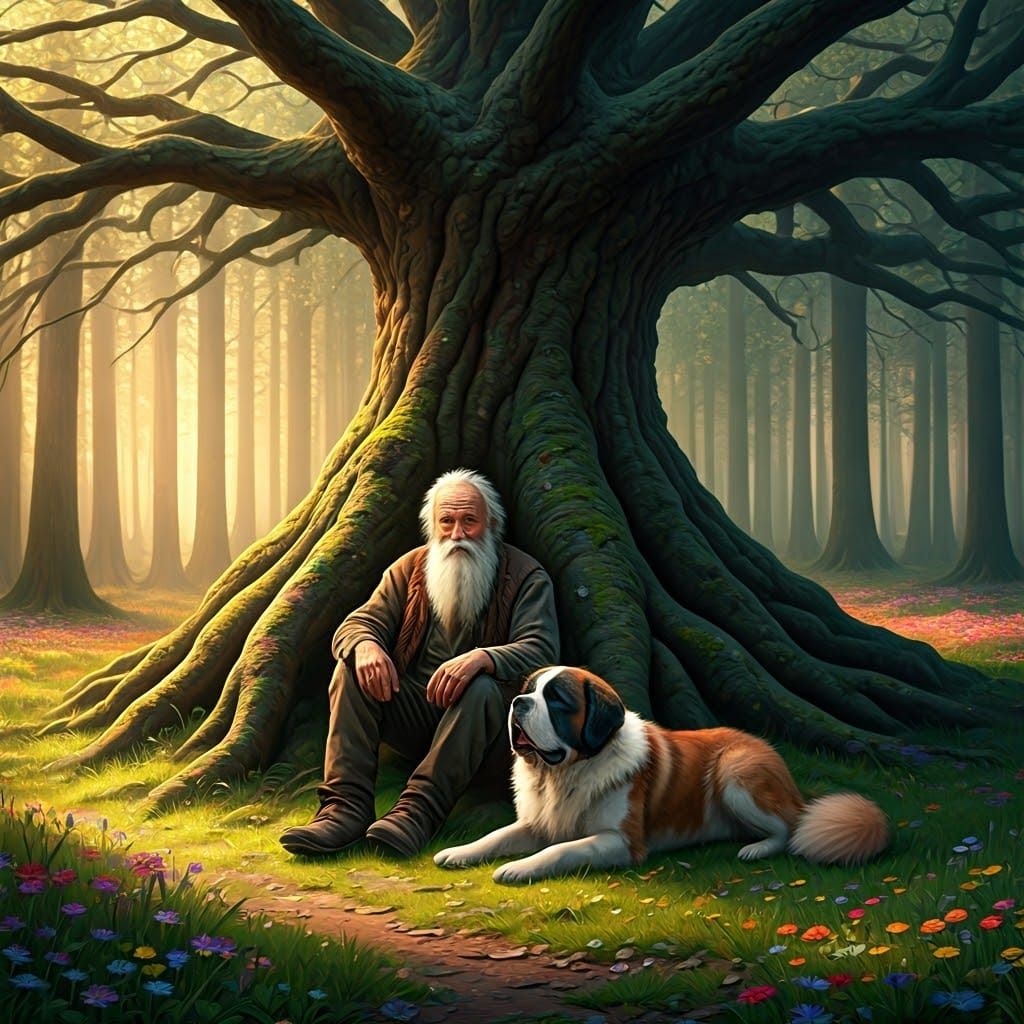 Serene Forest Scene in Earthy Hues