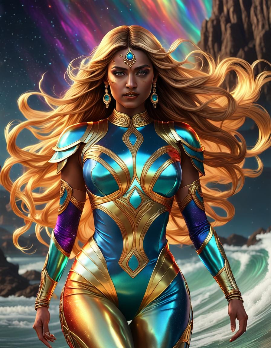 Indian Fantasy Beauty in Cosmic Waves