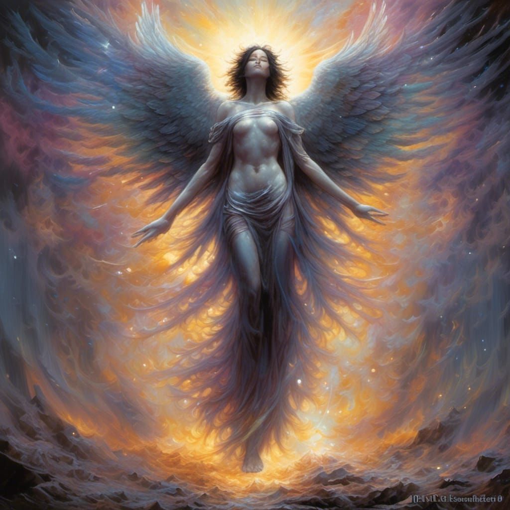 Angelic Light Creature in Science Fiction Graffiti Art