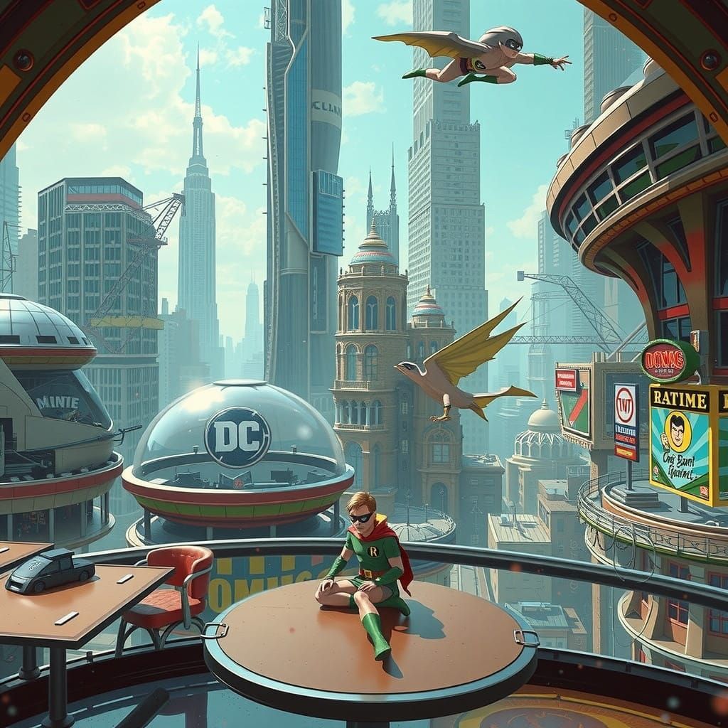 Gritty Gotham City Hero in Iconic Red and Green