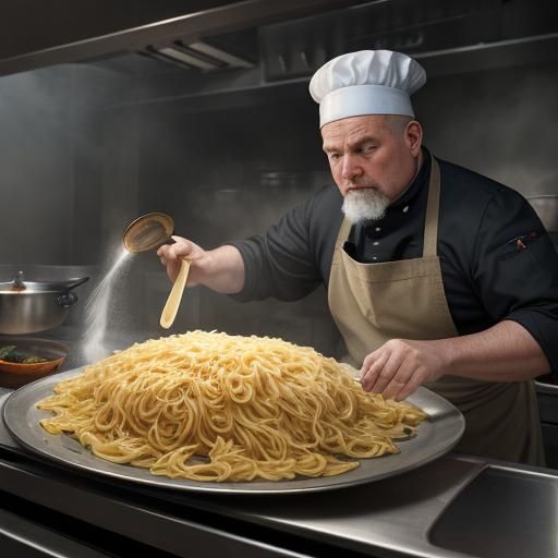 Chef and Pasta: Cinematic Kitchen Portrait