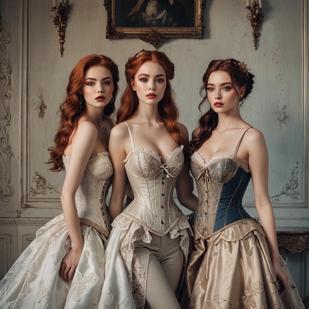 Three Women in Corsets: Fantasy Concept Art