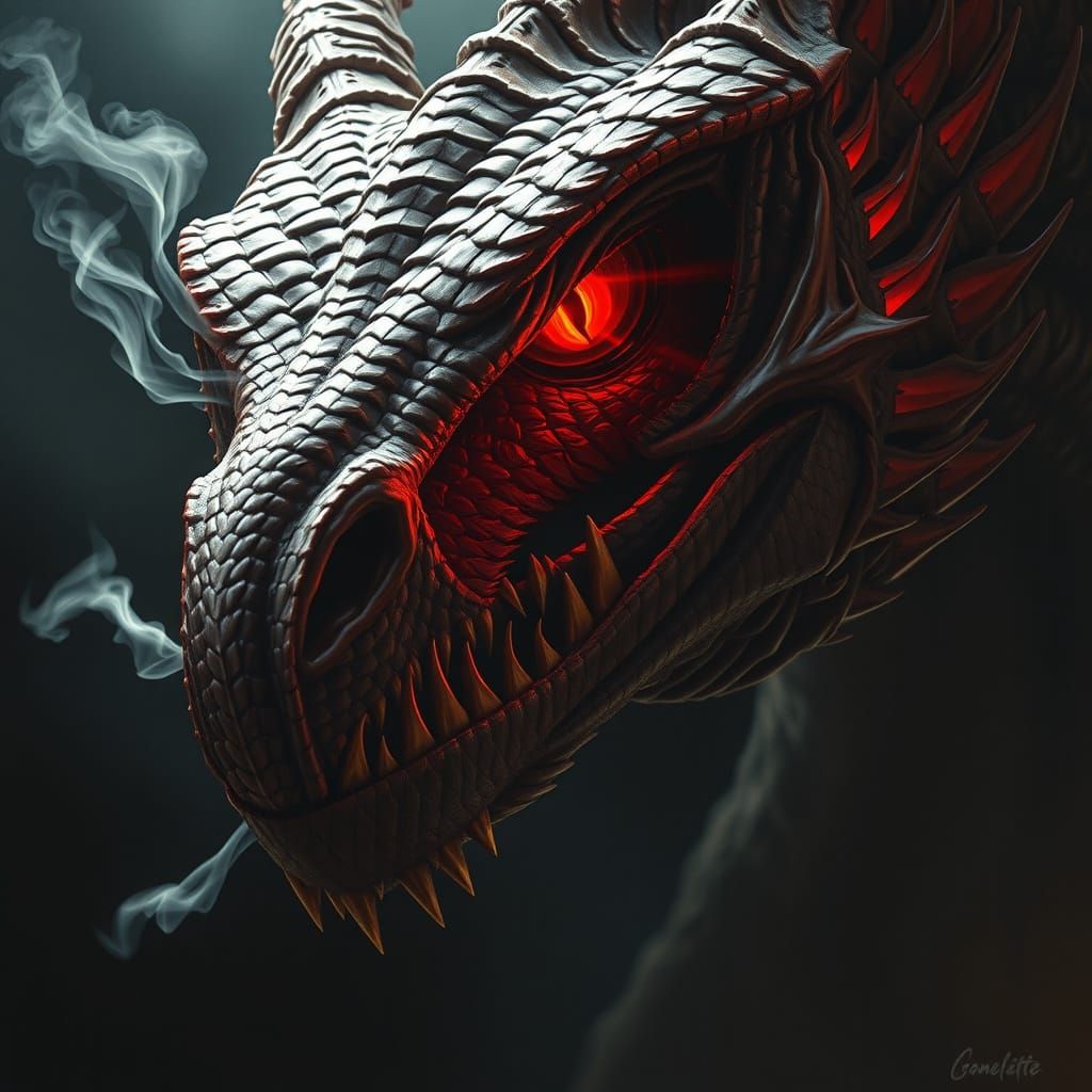 Majestic Dragon's Crimson Gaze
