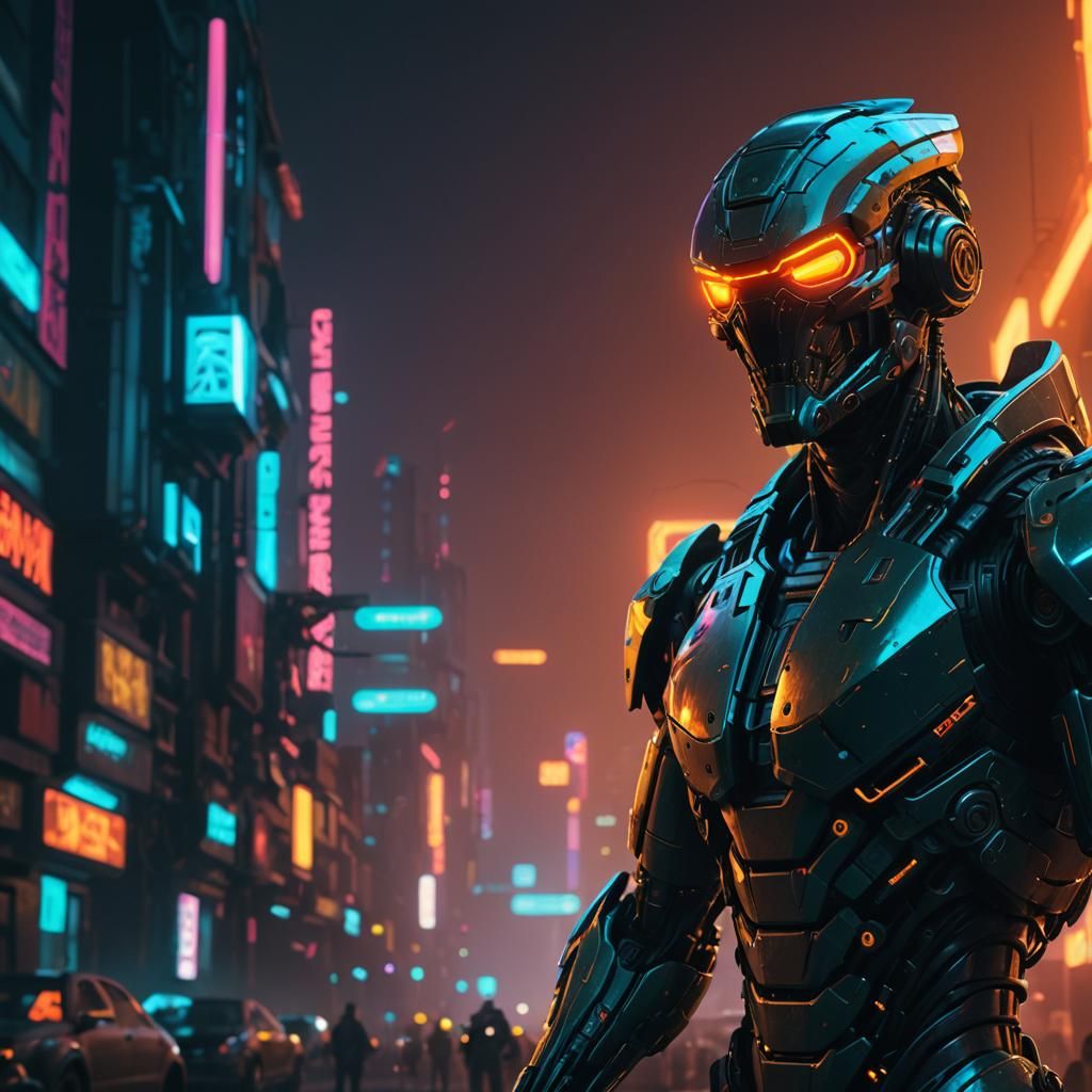 Hi-Tech Alien Mercenary in Cyberpunk Style