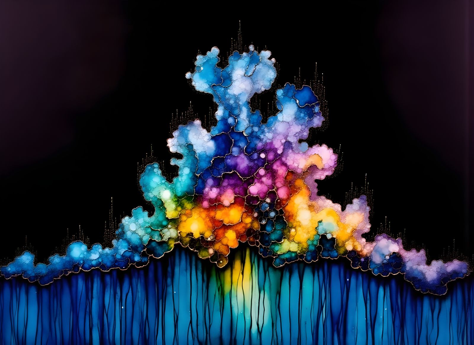Abstract Alcohol Inks Geyser in Vivid Colors