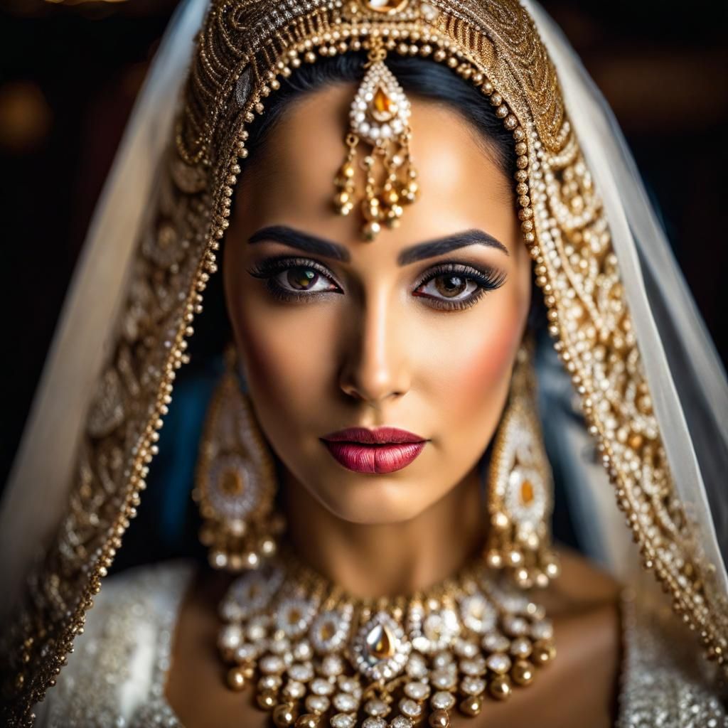 Tunisian Bride in Traditional Wedding Kiswa
