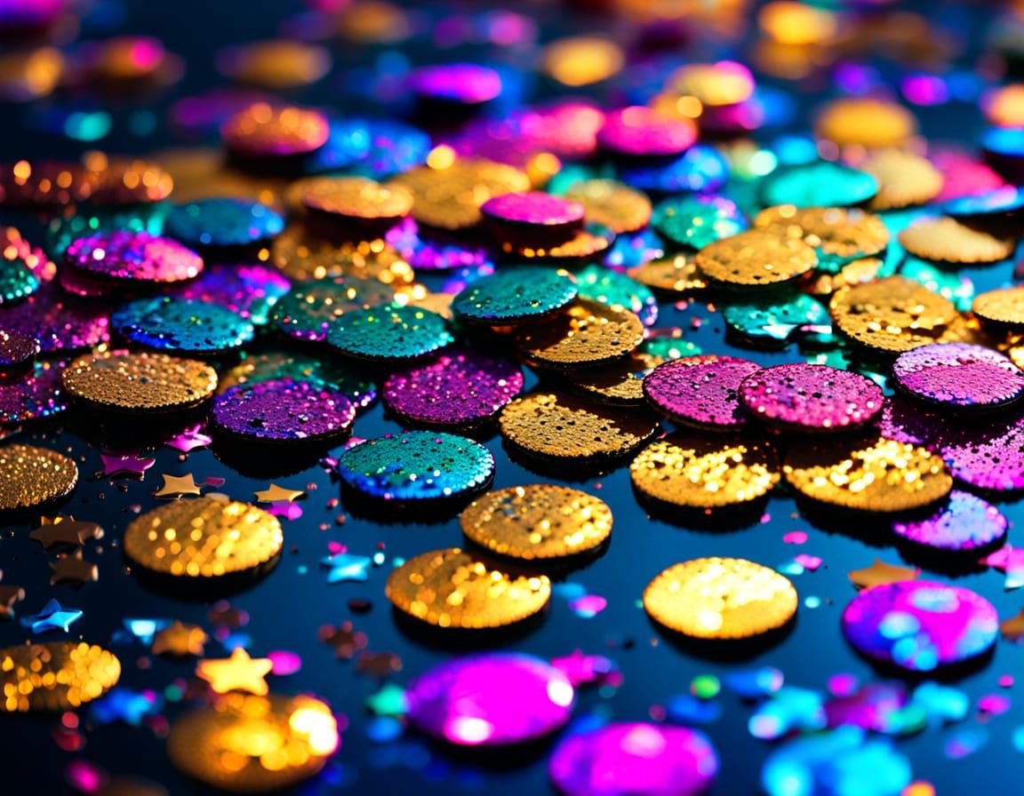 Shimmering Sequins in Vibrant Macro Splash Art