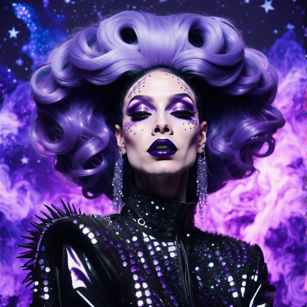 Glam Punk Drag Queen in Starry Outer Space