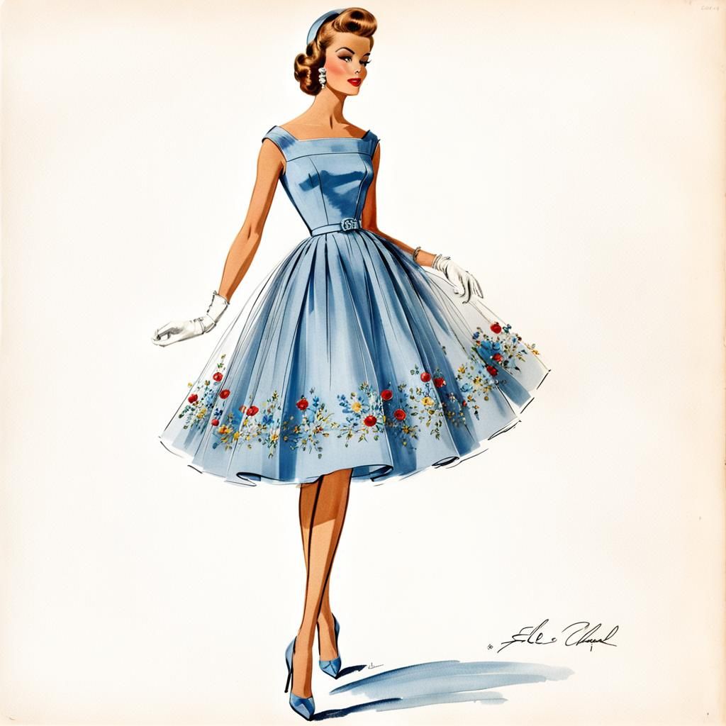 Robe d'après -midi haute couture printemps/été 1958. "Eugenia".