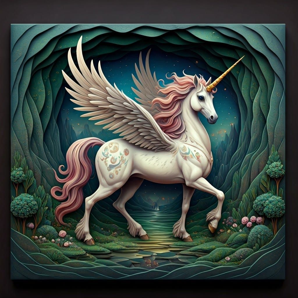 Colorful 3D Unicorn in Neo-Expressionist Style