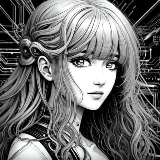 Circuit Woman Portrait with Curly Hair