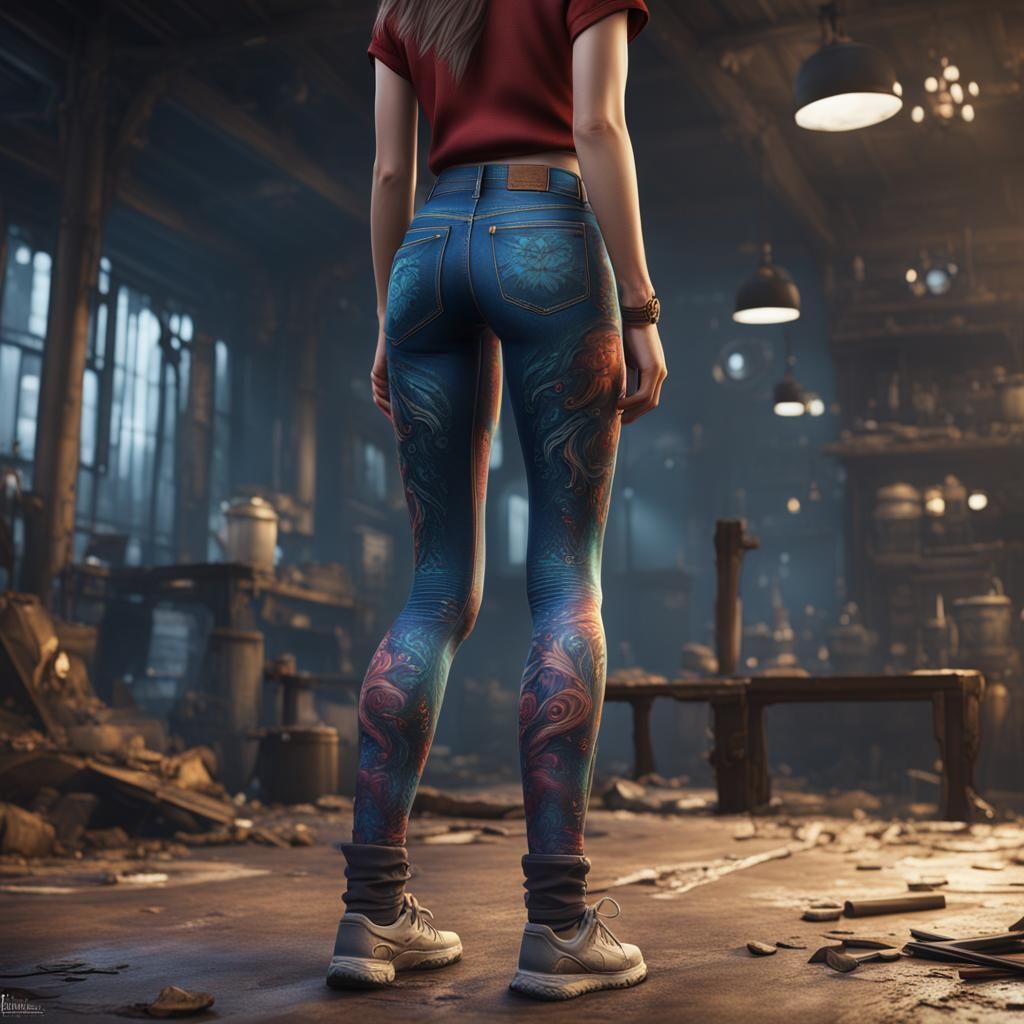 Girl in Skinny Jeans: Detailed Matte Painting