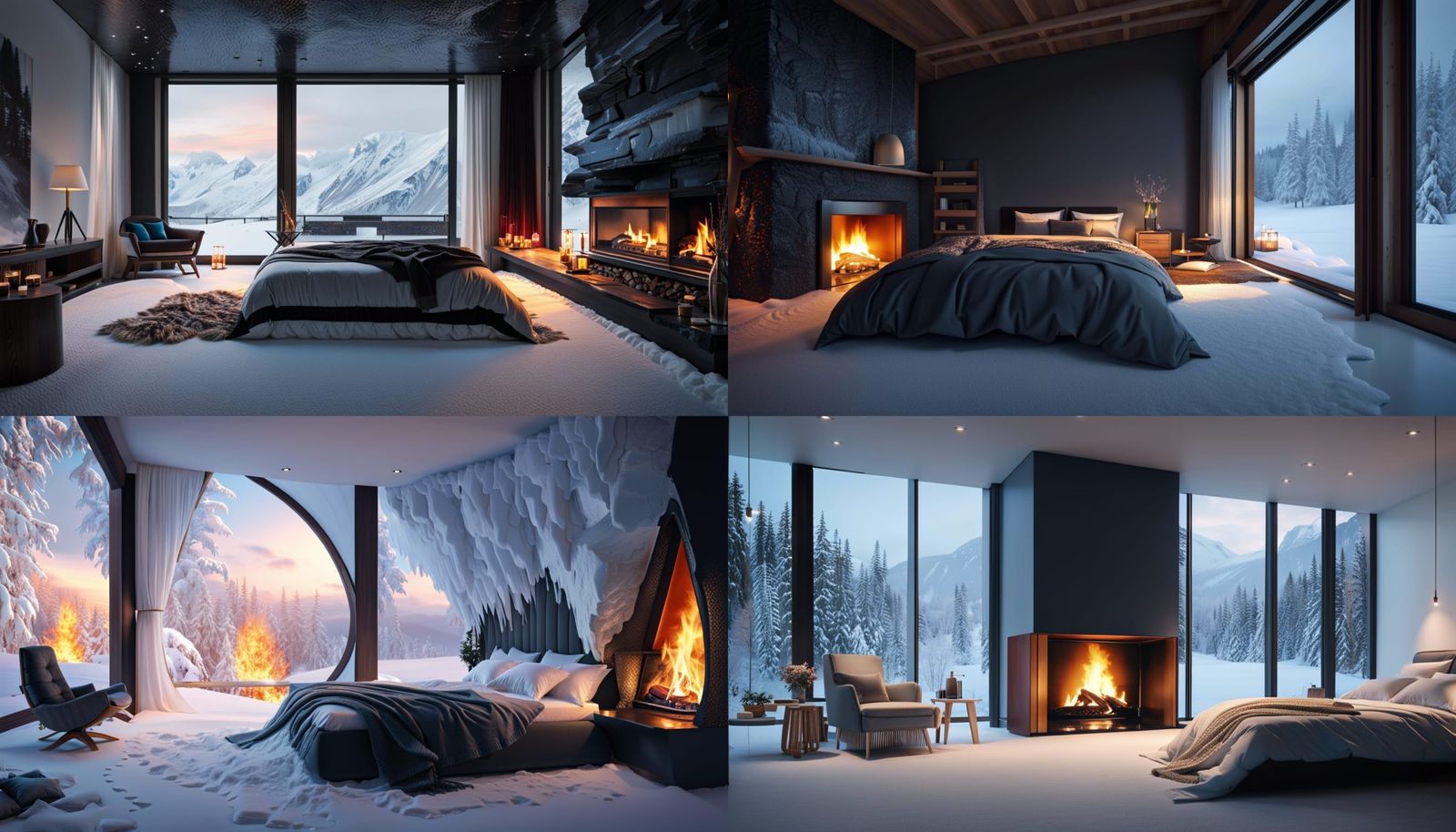 Winter Wonderland Melt: Surreal Fireplace Scene