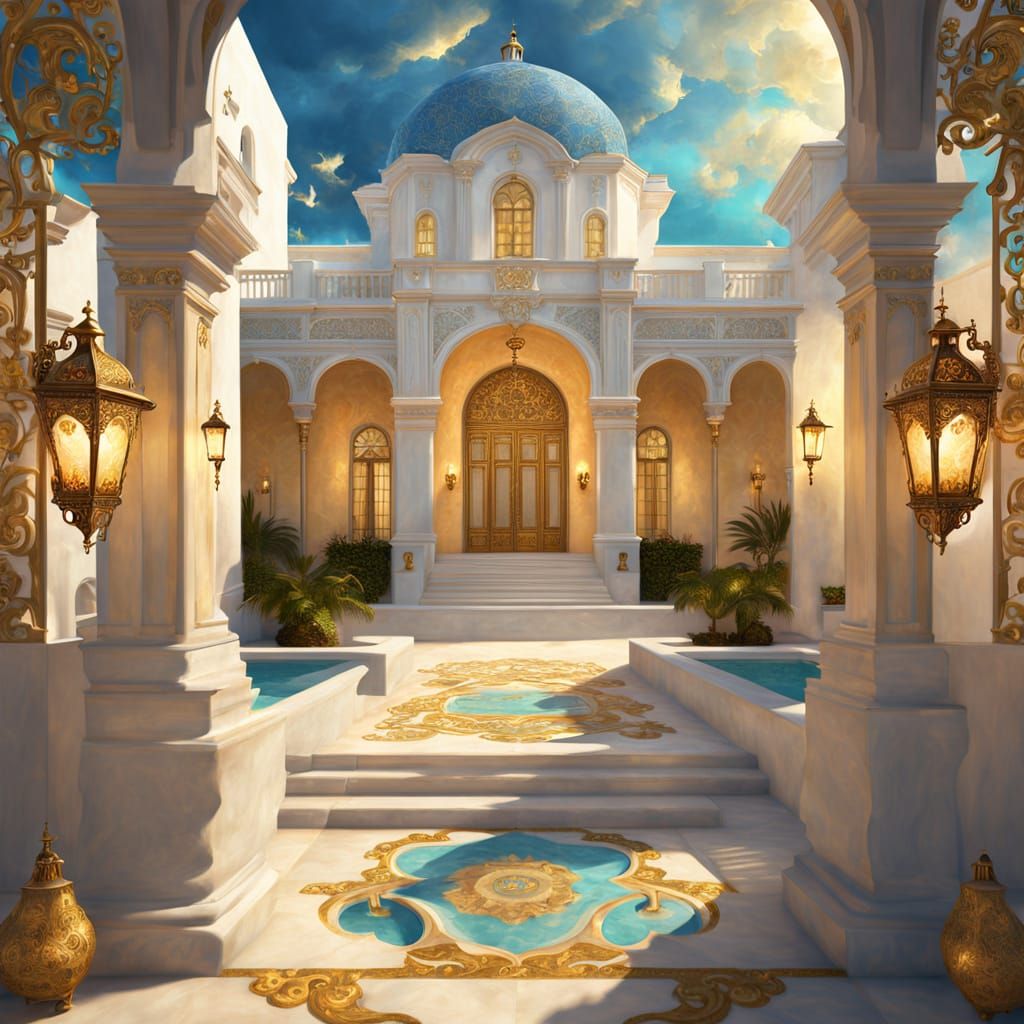 Ornate Lamp Lantern in Baroque Architecture