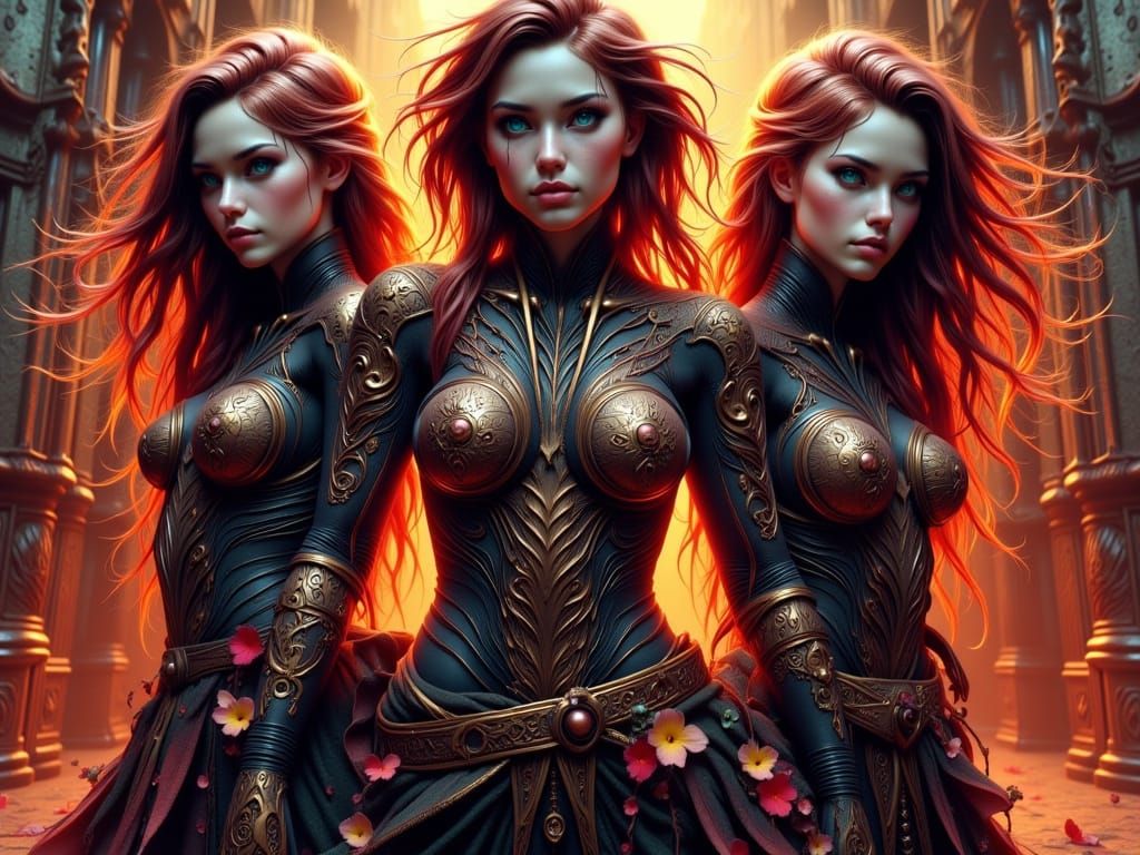 Infernal Trio in Dynamic Concept Art Style