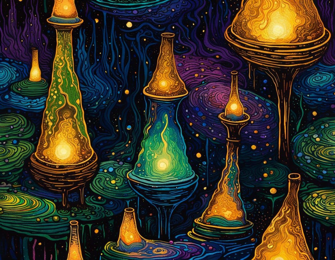 Golden Lava Lamp: Dreamy, Detailed and Elegant