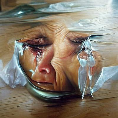 Melancholy Figure with Tears: An Oil Painting