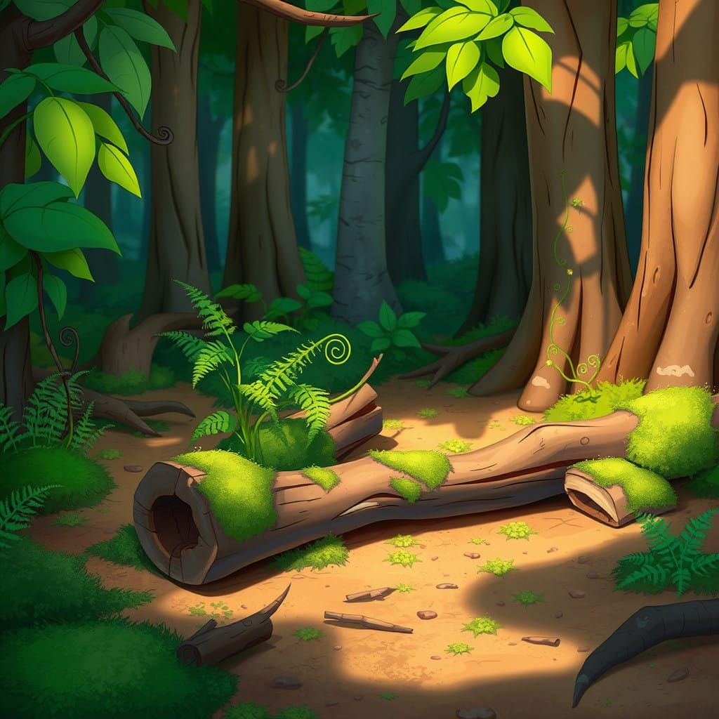 Whimsical Cartoon Forest Scene