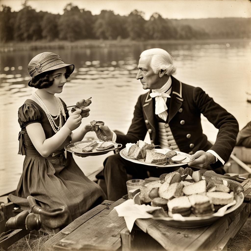 Flapper Girl Dines with Washington Crossing Delaware