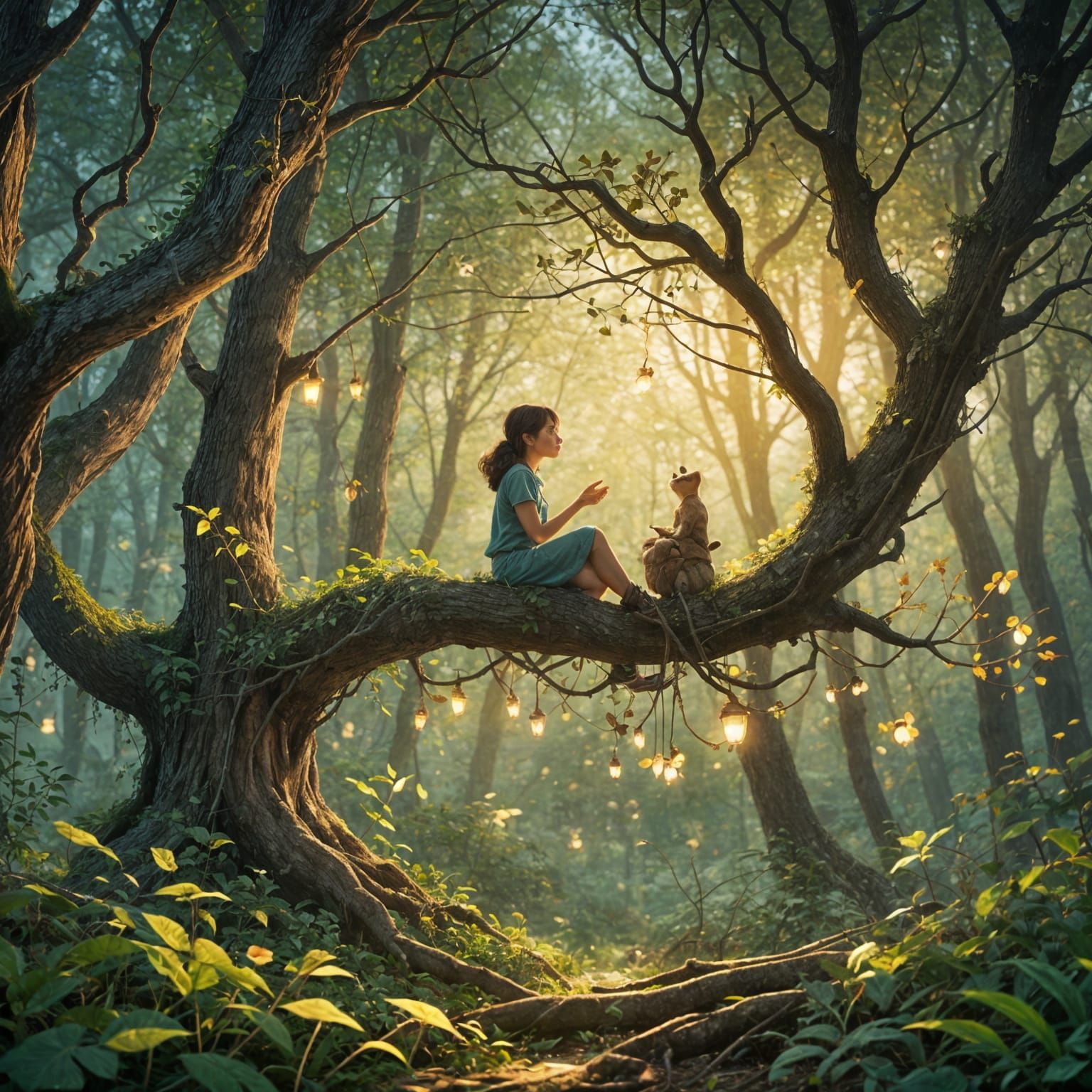 Tree Branches Reaching for a Girl: Digital Art