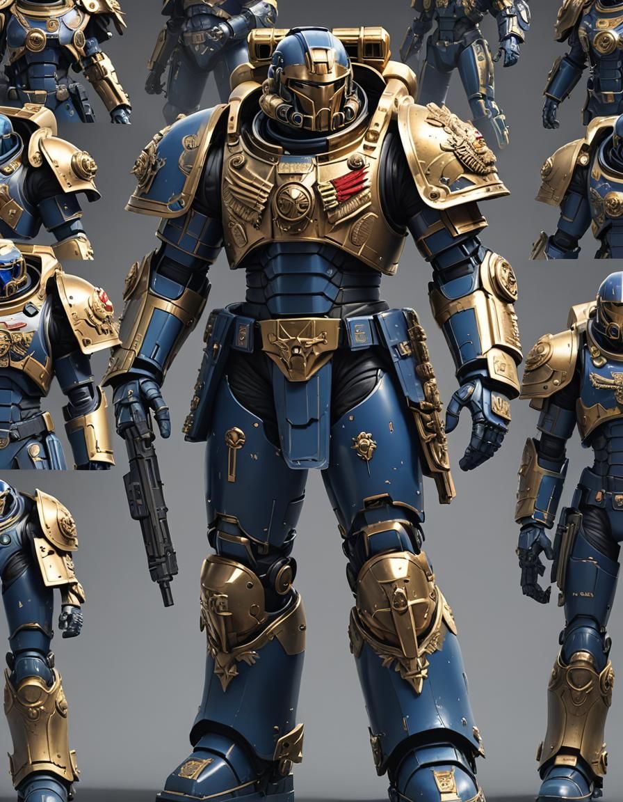 Astartes Armor: The iconic armor worn by Space Marines. 3ds max. Warhammer 40k. By artist "anime", 3d anime art, inspire...