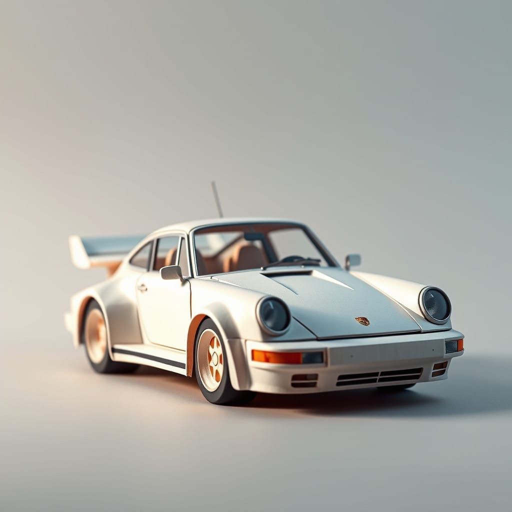 Surreal 8K Papercraft Porsche 963 in Soft Focus