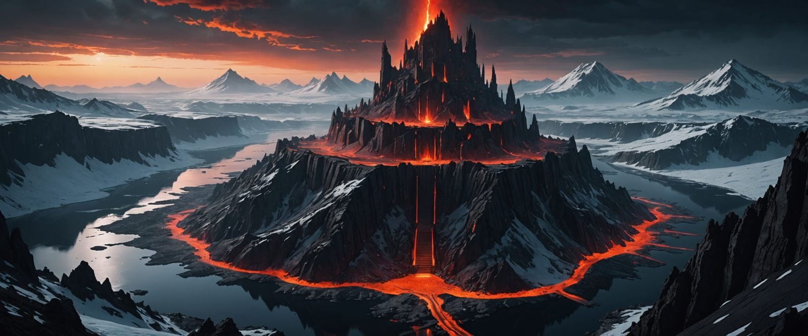 Futuristic Fortress Carved Into Volcanic Mountain Peak