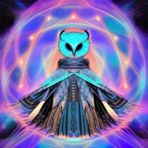 Astral Owl Wizard in Cosmic Portal
