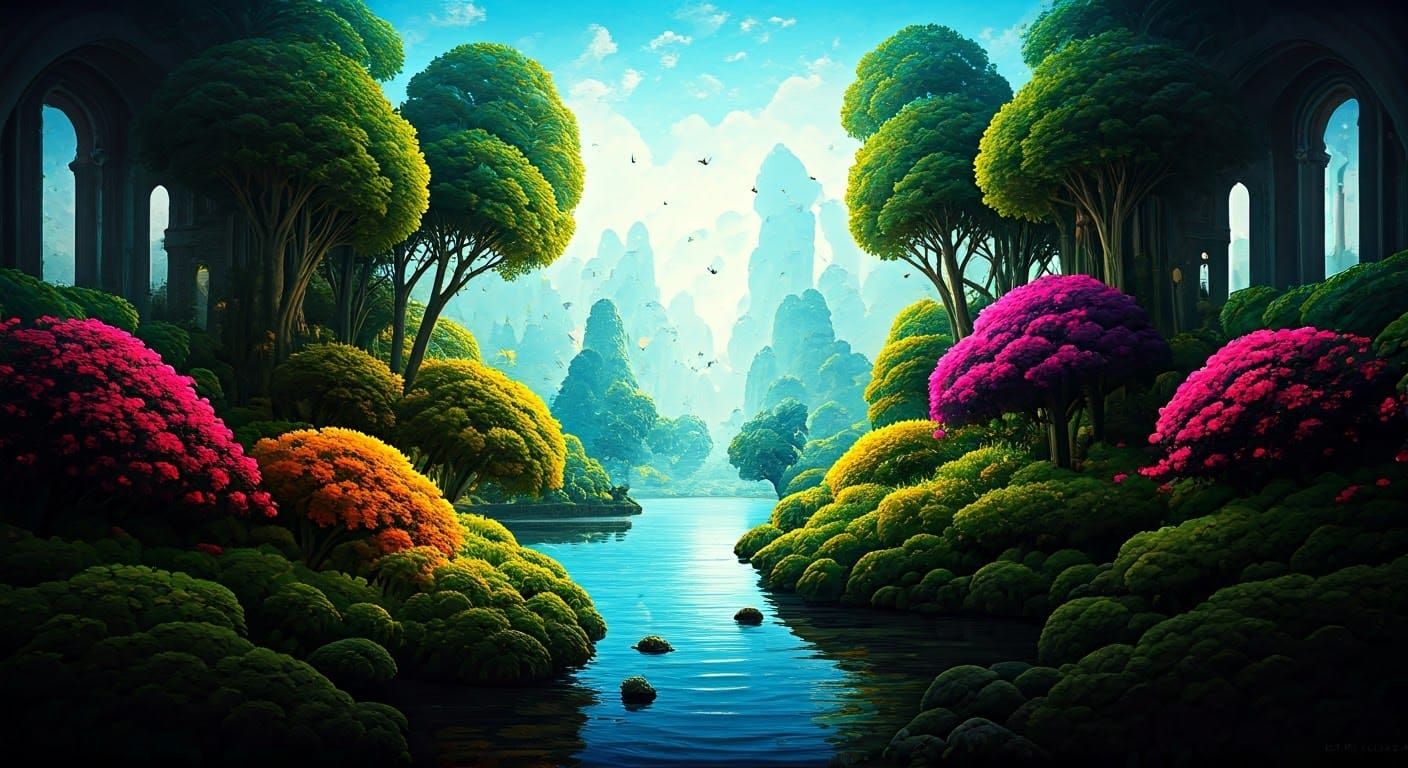 Surreal Mask Halos in Abstract Impressionism Style