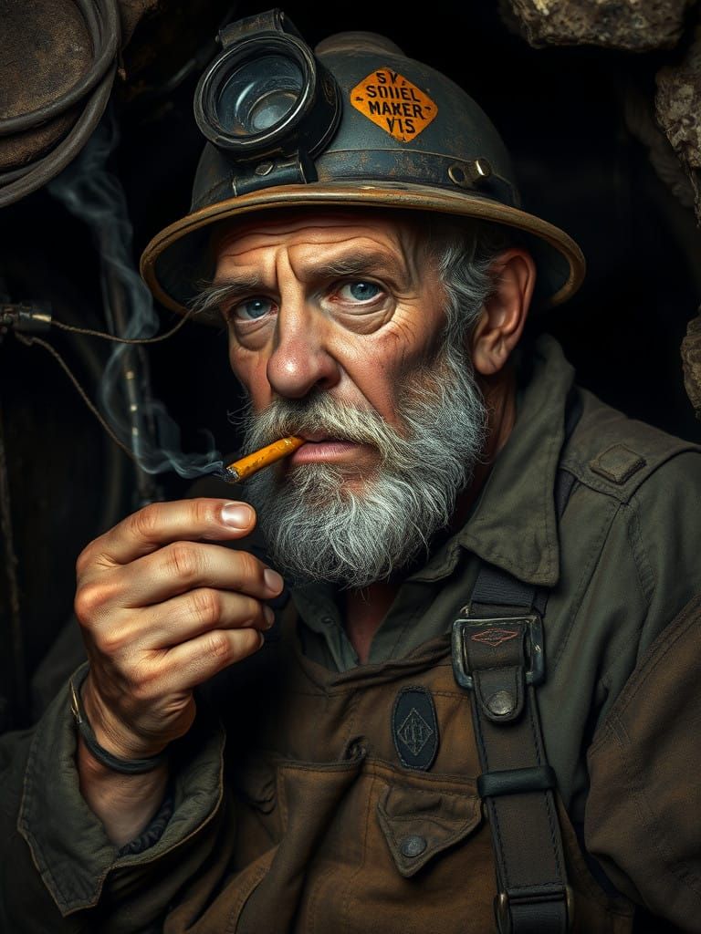 Grizzled Coal Miner in Earthy, Gothic Style