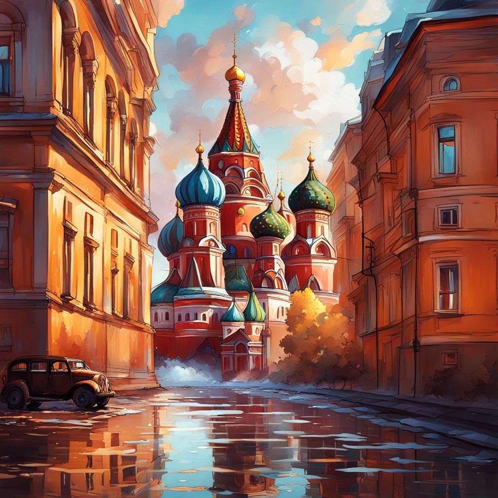 Dreamy Russia in Splash Art Style