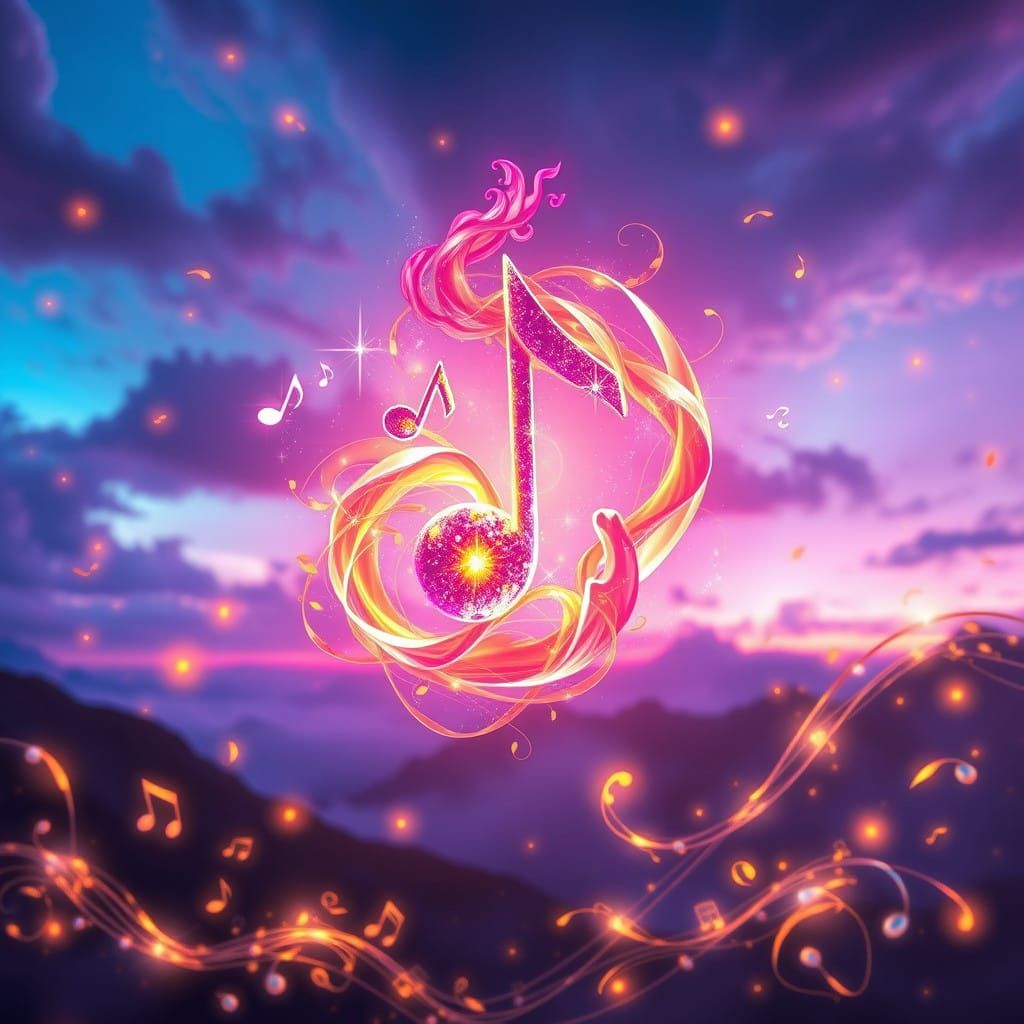 Vibrant Magic Note in Mystical Aura