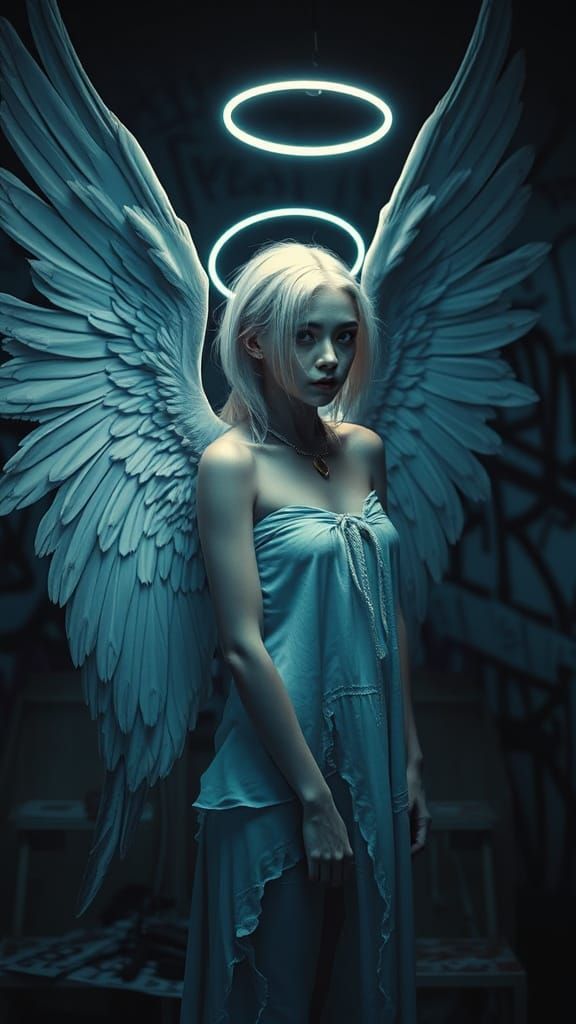 Gothic Angel in Decaying Room, Digital Art