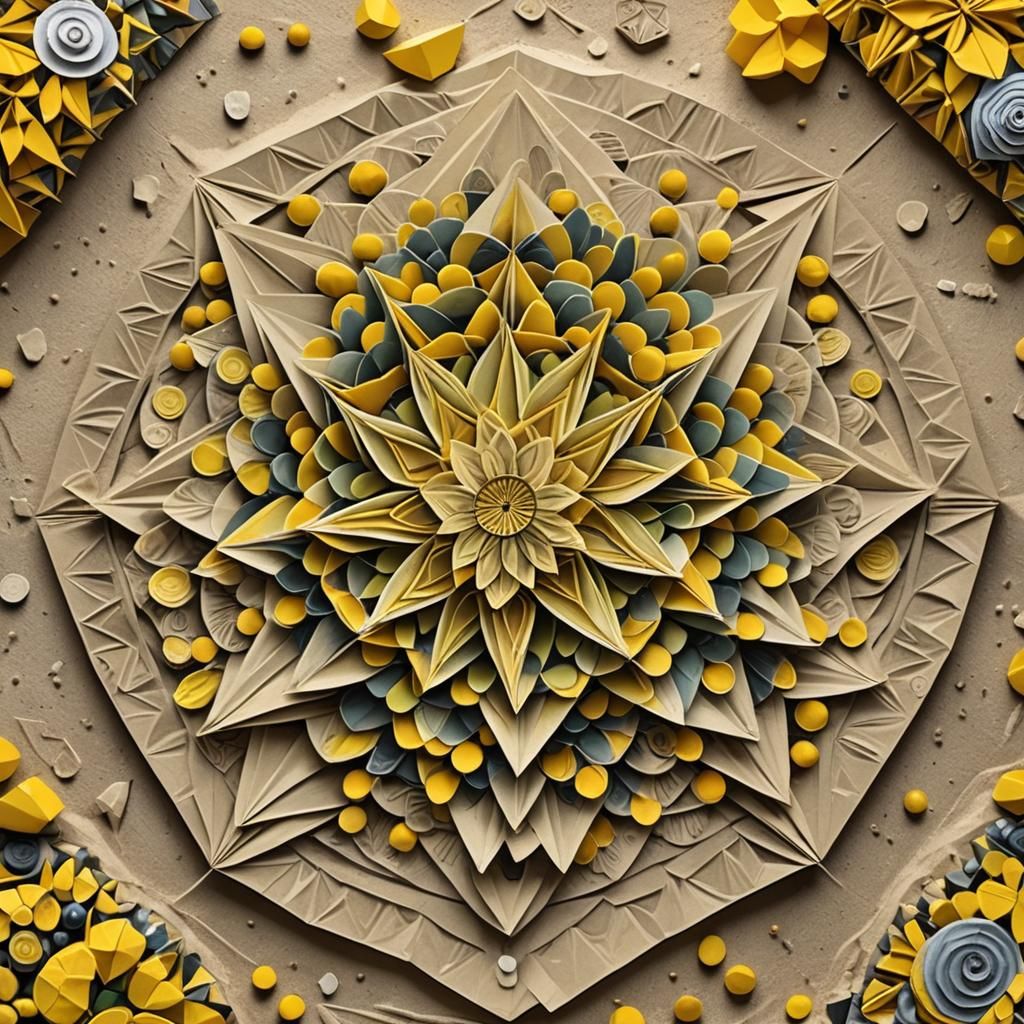 Surreal Mandala: Space Eggs and Dollar Bill Origami