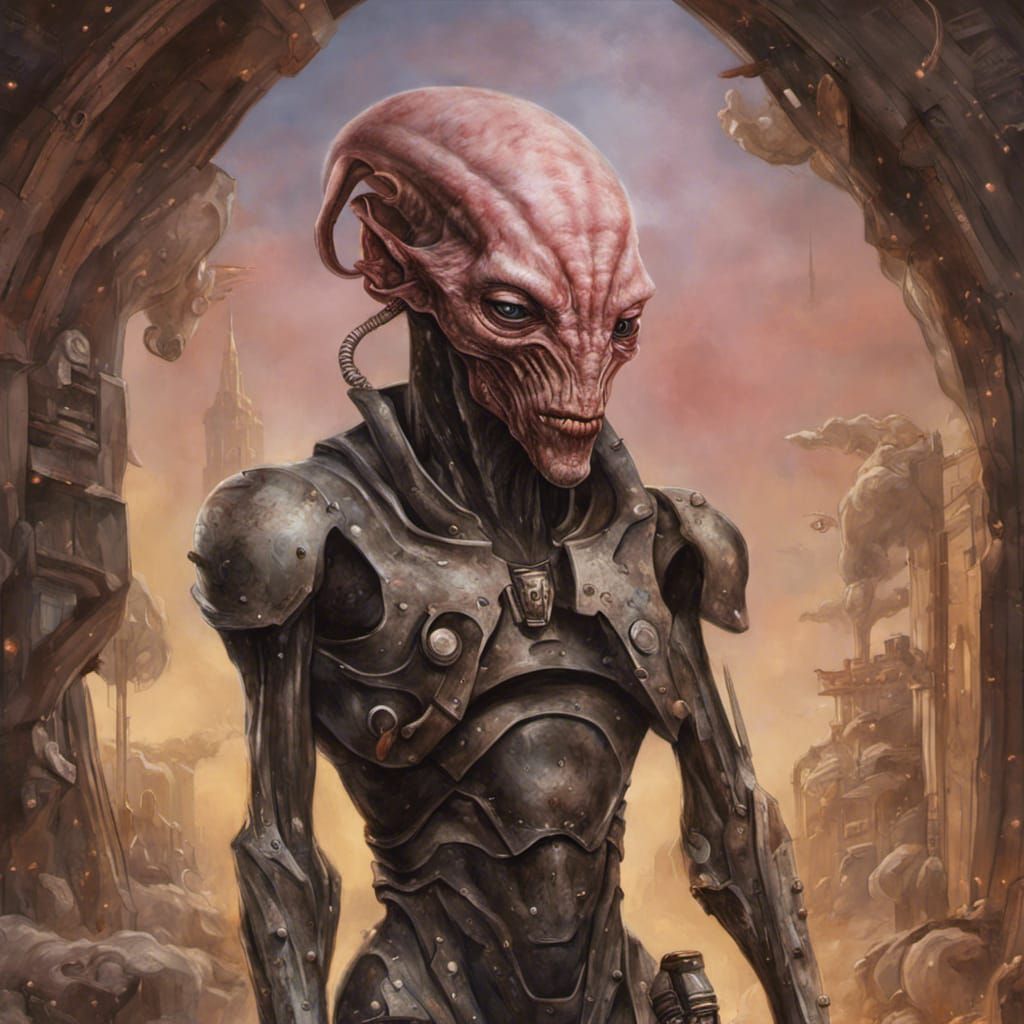 Epic Alien Portrait in Post-Apocalyptic Landscape