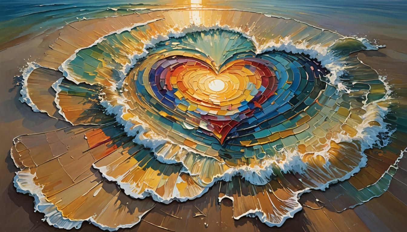 Golden Sun Painting: Radiant Light and Colorful Depths