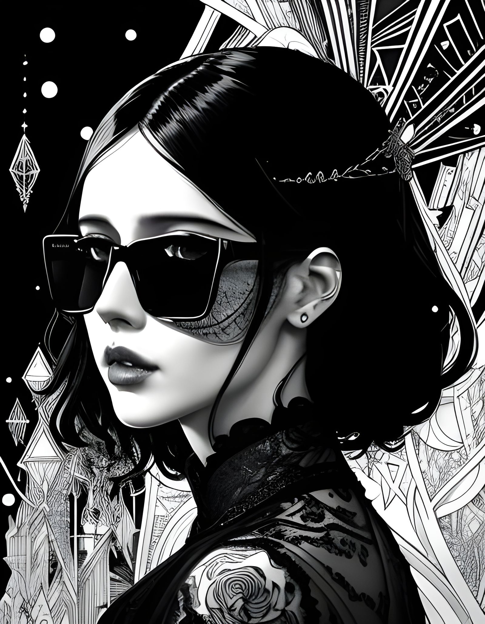 Hipster Couple Portrait in Harry Clarke Style