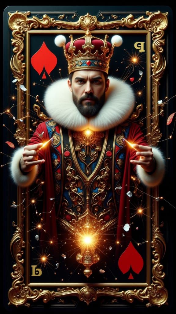 Steampunk King Breaks Through Playing Card