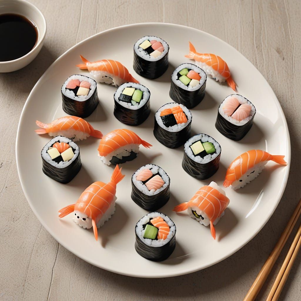 Whimsical Sushi Dance in a Delightful Setting