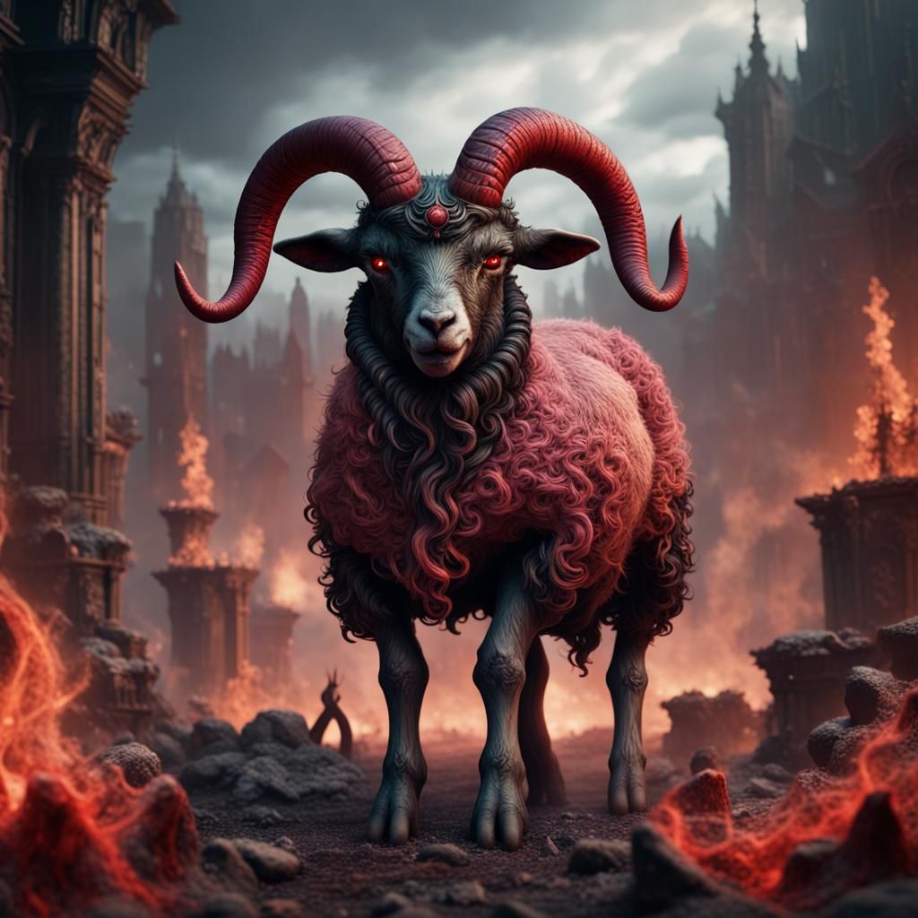 Demonic Lamb: Detailed Matte Painting in 8k