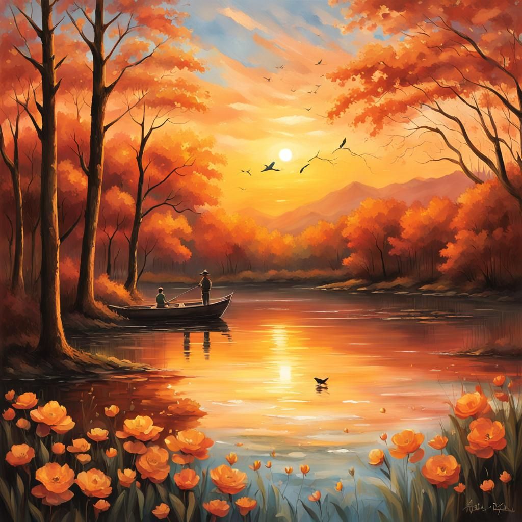 Tranquil Sunset Over Lake: A Moment of Serenity