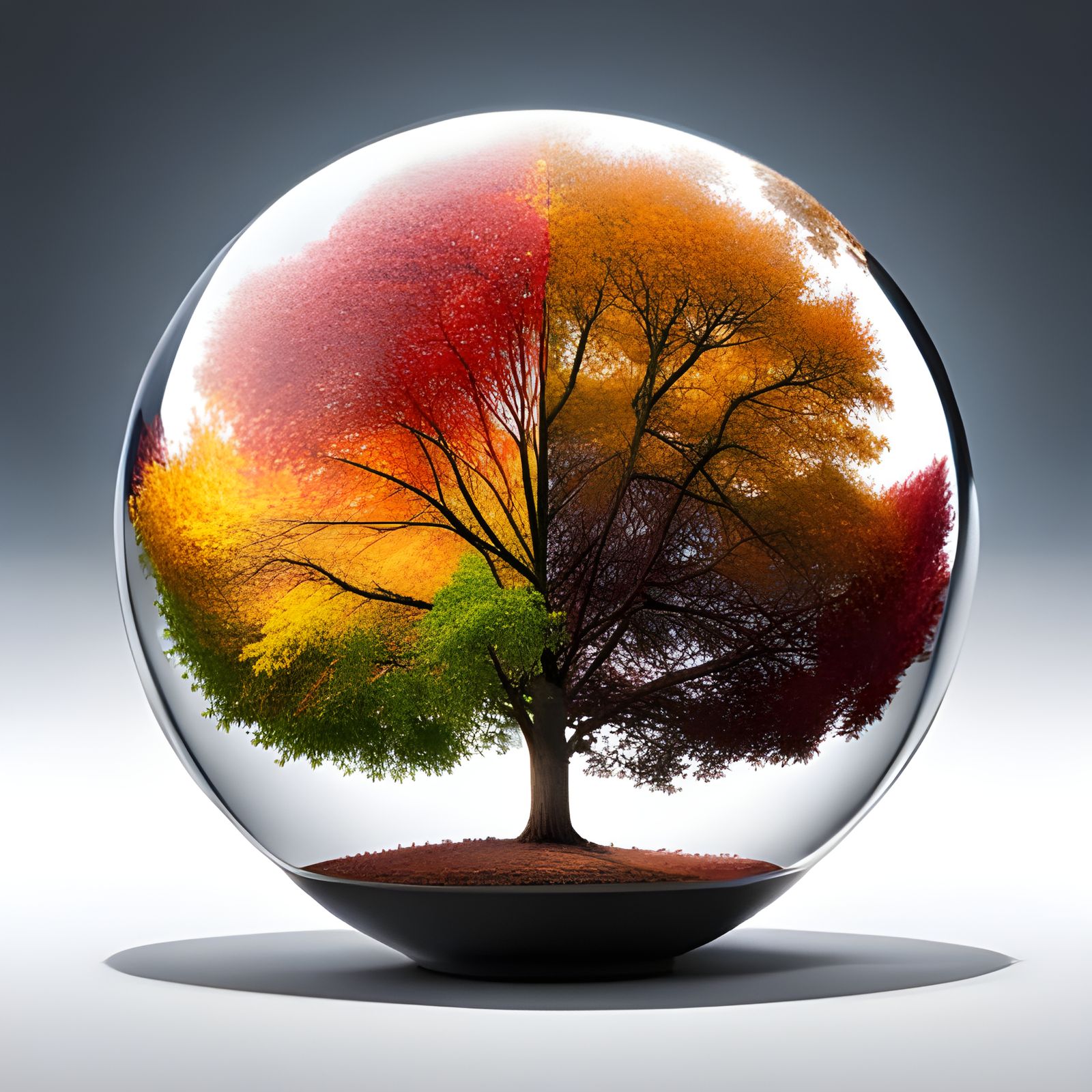Four Seasons Tree in Glass Sphere